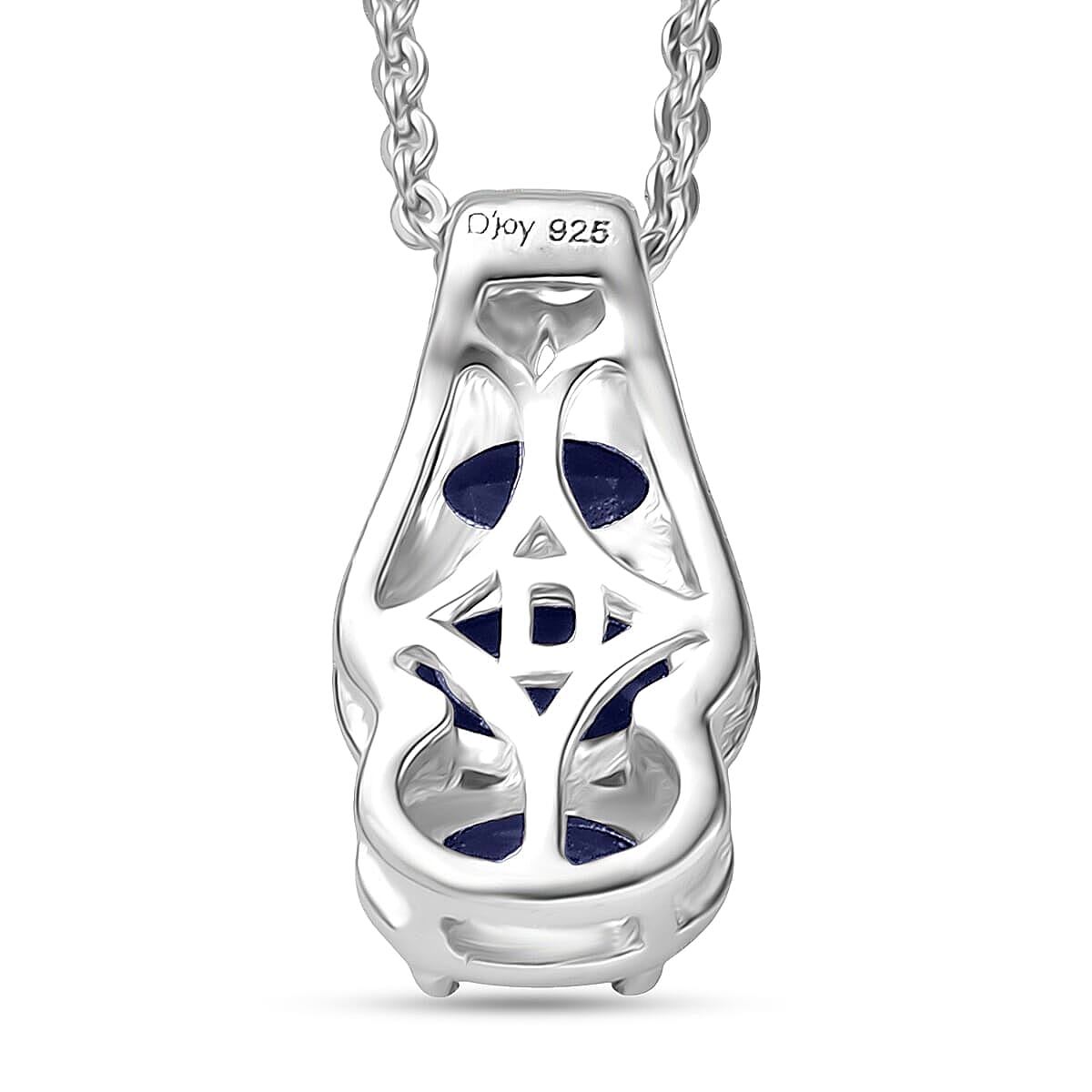 D'Joy Masoala Sapphire (D) 4.10 ctw Ring (Size 6.0) and Pendant Necklace 20 Inches in Rhodium Over Sterling Silver image number 6