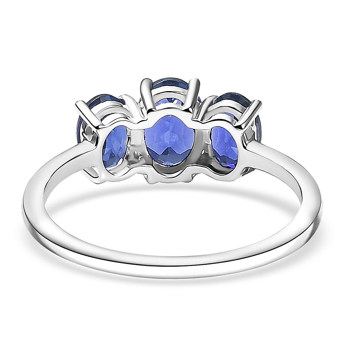 D'Joy Masoala Sapphire (D) 4.10 ctw Ring (Size 8.0) and Pendant Necklace 20 Inches in Rhodium Over Sterling Silver image number 4