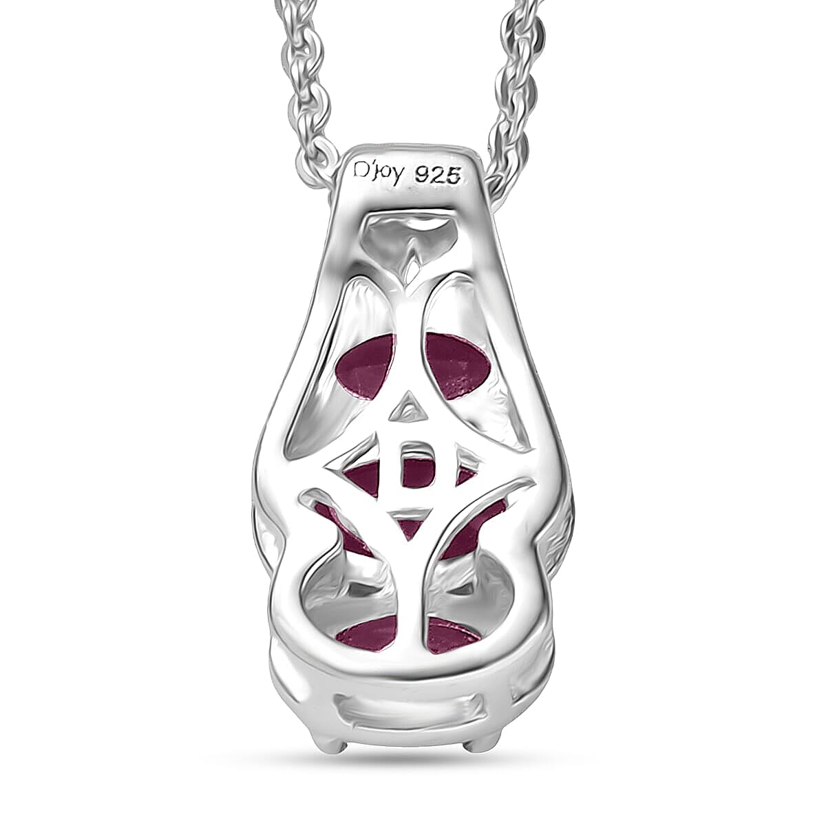 D'Joy Niassa Ruby (FF) 3.75 ctw Ring (Size 7.0) and Pendant Necklace 20 Inches in Rhodium Over Sterling Silver image number 6