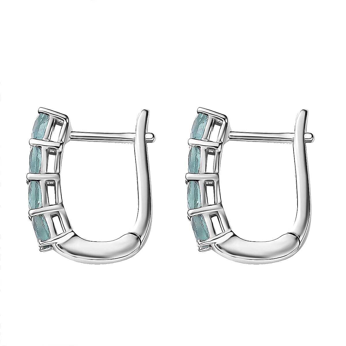 D'Joy Cambodian Blue Zircon, White Zircon 3.60 ctw Band Ring (Size 5.0) and Earrings in Rhodium Over Sterling Silver image number 6