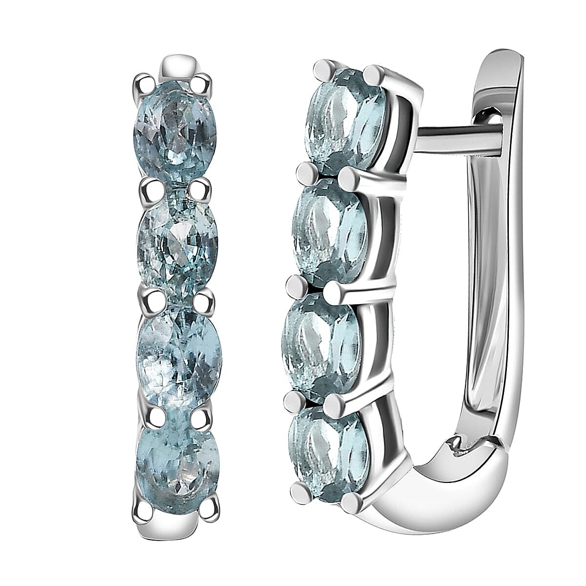 D'Joy Cambodian Blue Zircon, White Zircon 3.60 ctw Band Ring (Size 8.0) and Earrings in Rhodium Over Sterling Silver image number 5