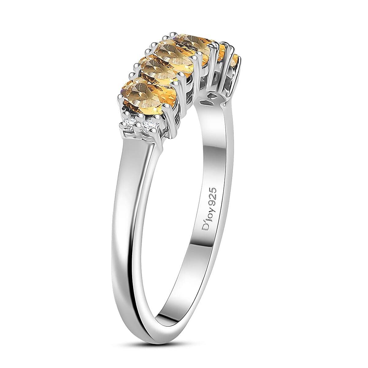D'Joy Brazilian Citrine, White Zircon 2.30 ctw Band Ring (Size 5.0) and Earrings in Rhodium Over Sterling Silver image number 3