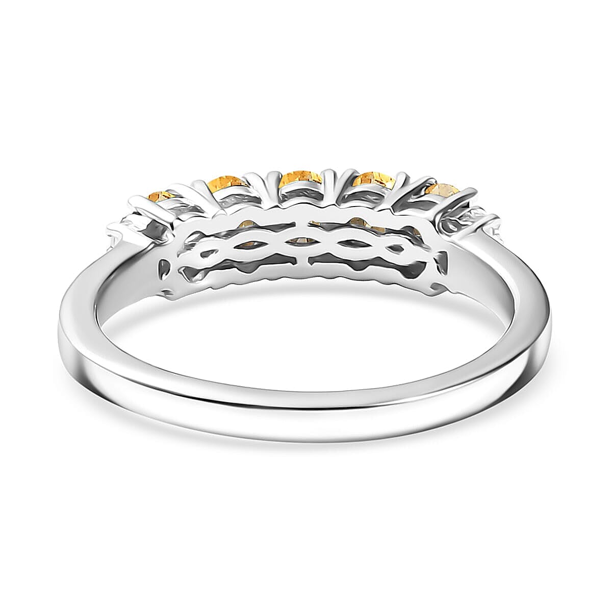 D'Joy Brazilian Citrine, White Zircon 2.30 ctw Band Ring (Size 6.0) and Earrings in Rhodium Over Sterling Silver image number 4