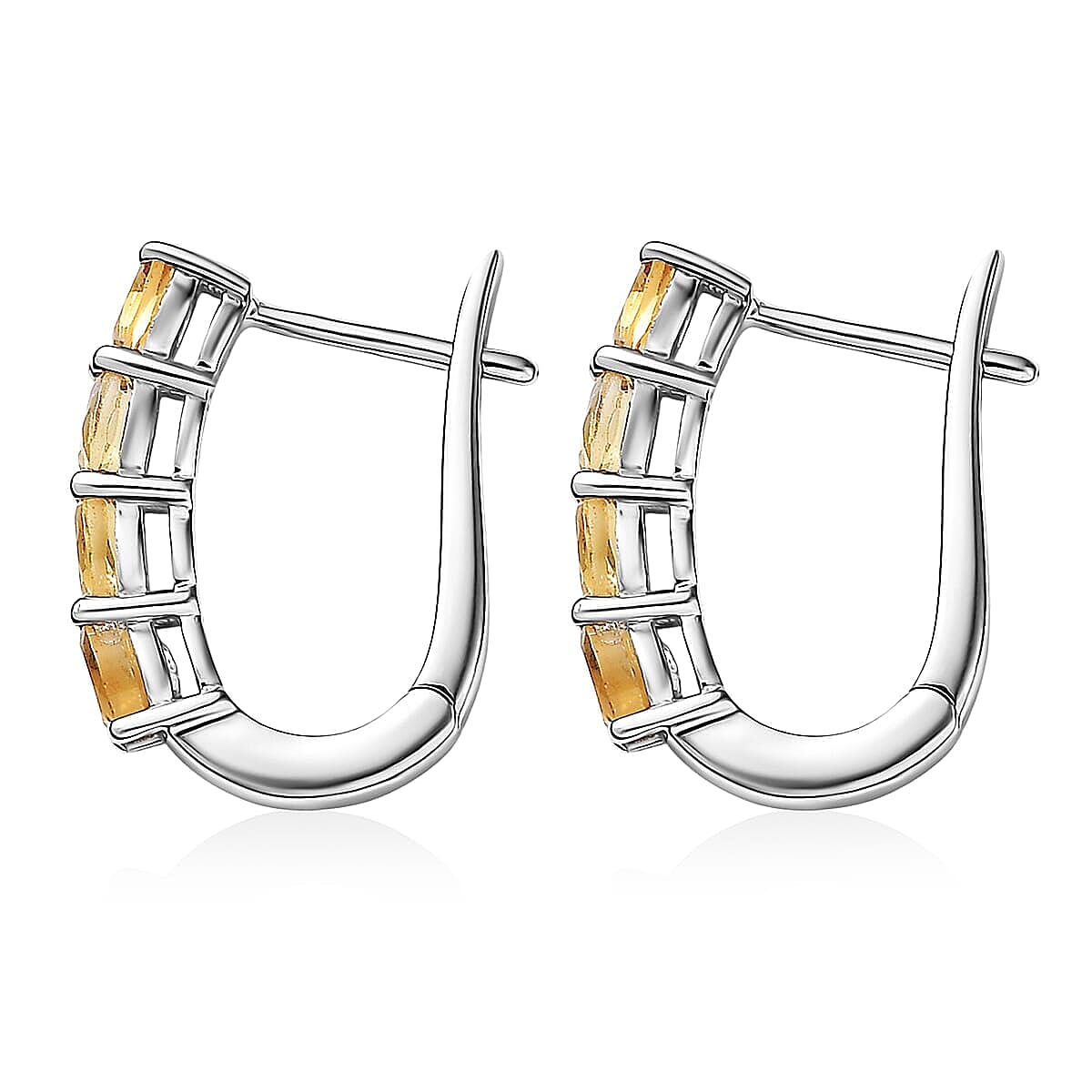 D'Joy Brazilian Citrine, White Zircon 2.30 ctw Band Ring (Size 7.0) and Earrings in Rhodium Over Sterling Silver image number 6
