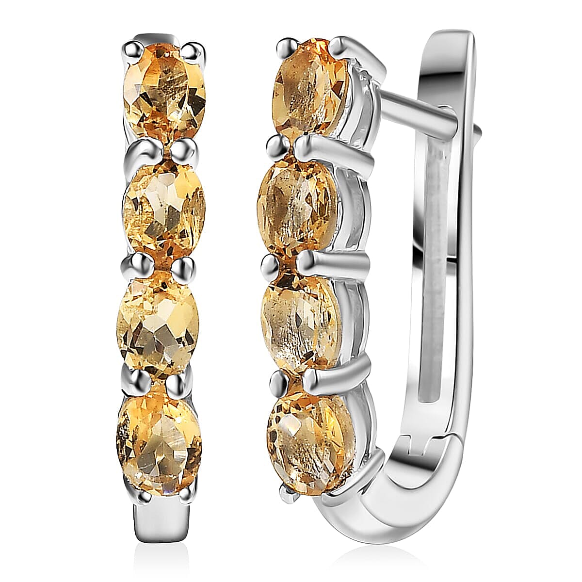 D'Joy Brazilian Citrine, White Zircon 2.30 ctw Band Ring (Size 9.0) and Earrings in Rhodium Over Sterling Silver image number 5