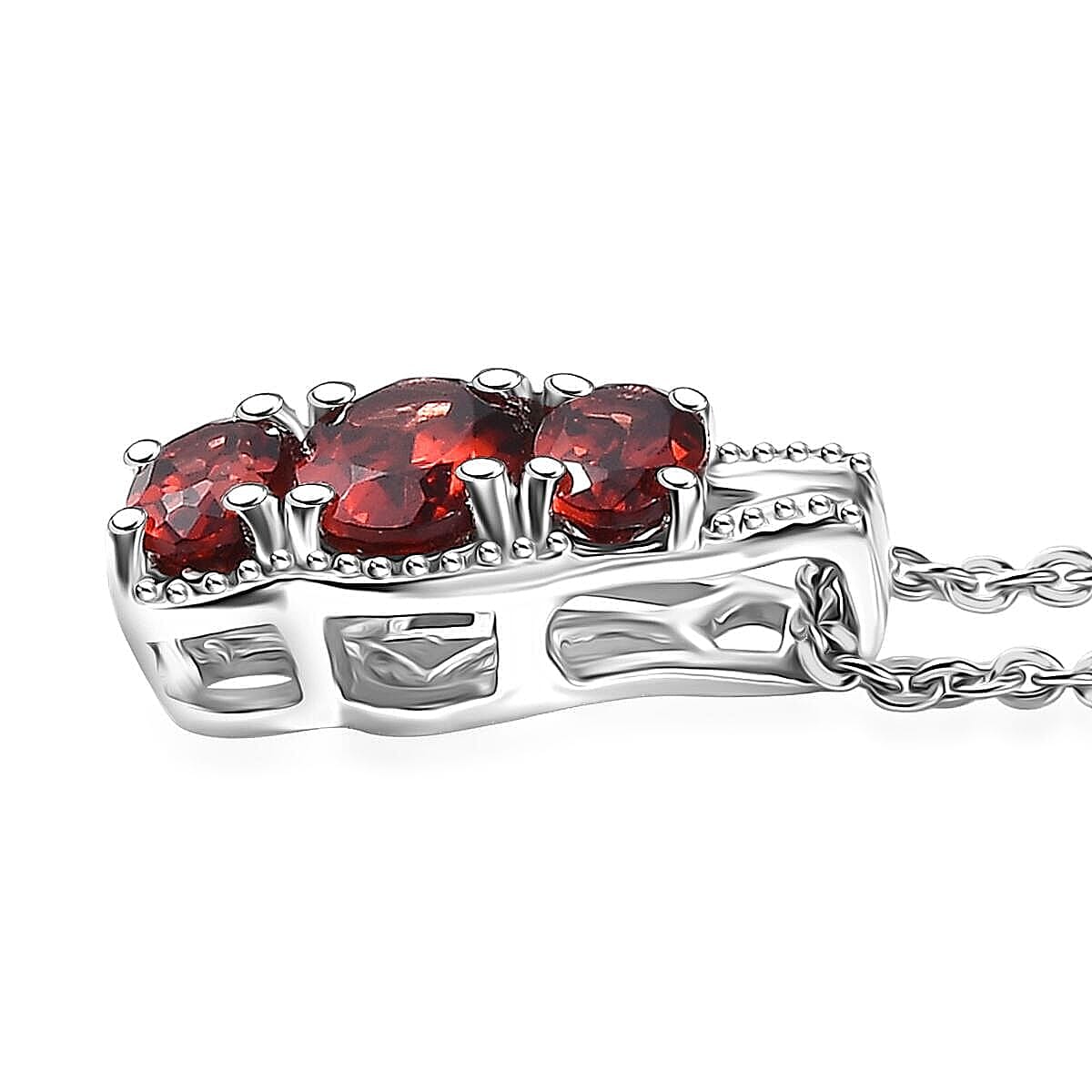 D'Joy Mozambique Garnet 3.30 ctw Ring (Size 9.0) and Pendant Necklace 20 Inches in Rhodium Over Sterling Silver image number 5