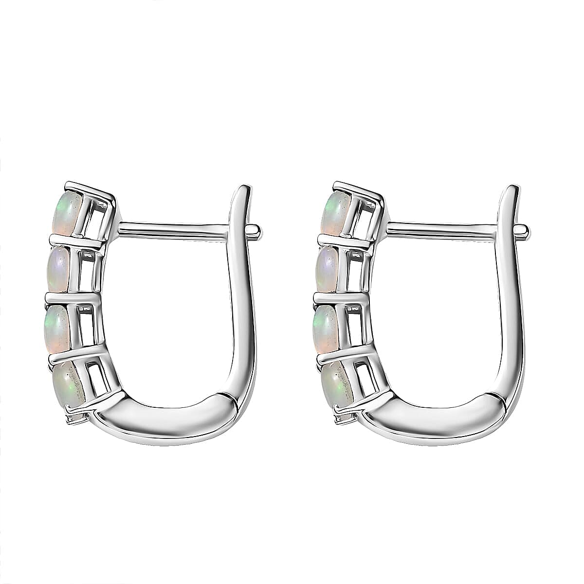 D'Joy Ethiopian Welo Opal, White Zircon 1.65 ctw Band Ring (Size 9.0) and Earrings in Rhodium Over Sterling Silver image number 6