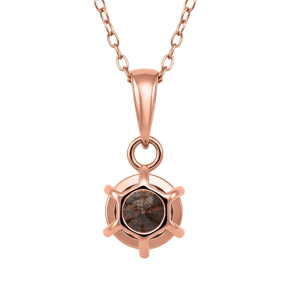 D'Joy Natural Champagne Diamond I2-I3 1.00 ctw Solitaire Pendant Necklace in 18K Vermeil Rose Gold Over Sterling Silver 20 Inches image number 4