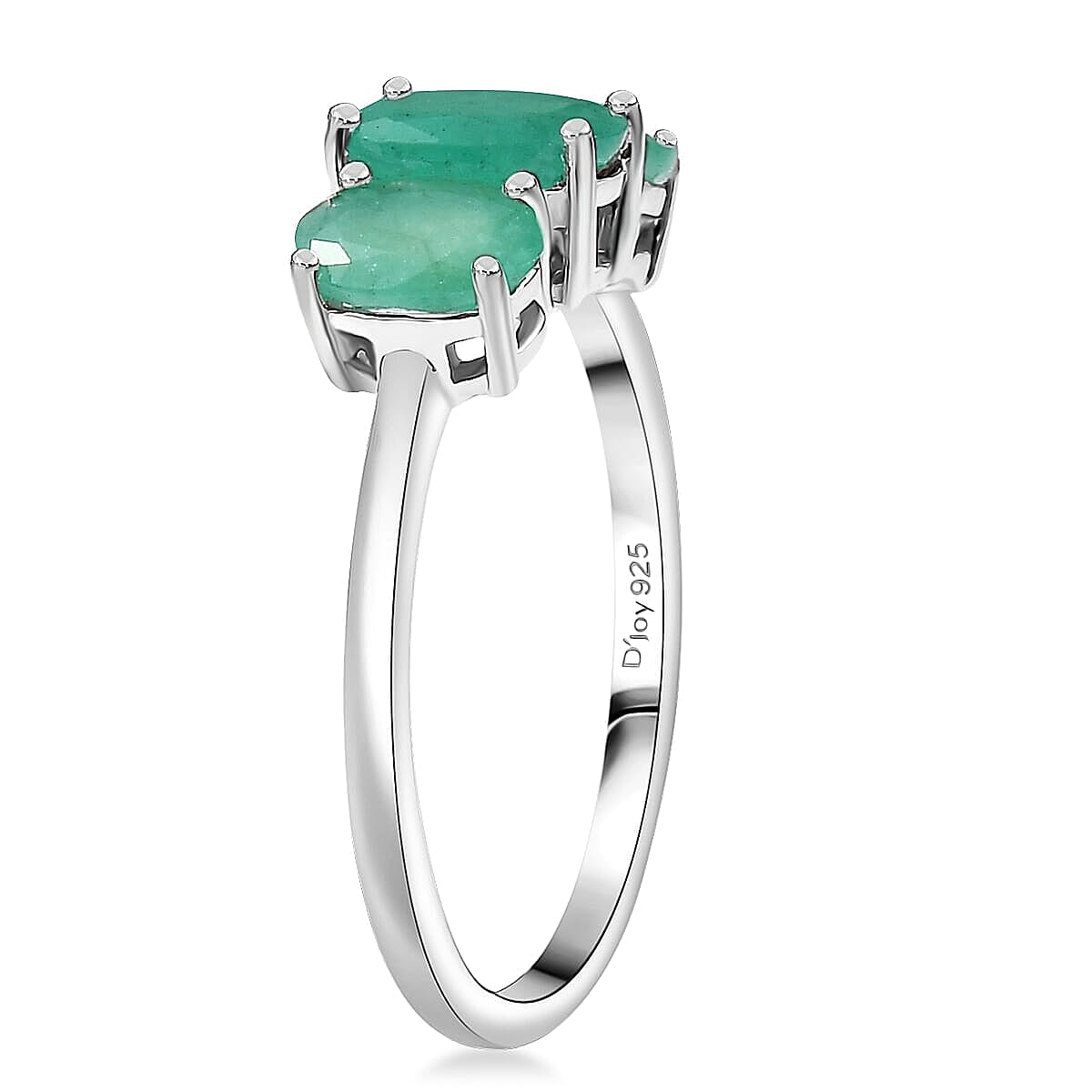 D'Joy Socoto Emerald 2.70 ctw Ring (Size 7.0) and Pendant Necklace 20 Inches in Rhodium Over Sterling Silver image number 3