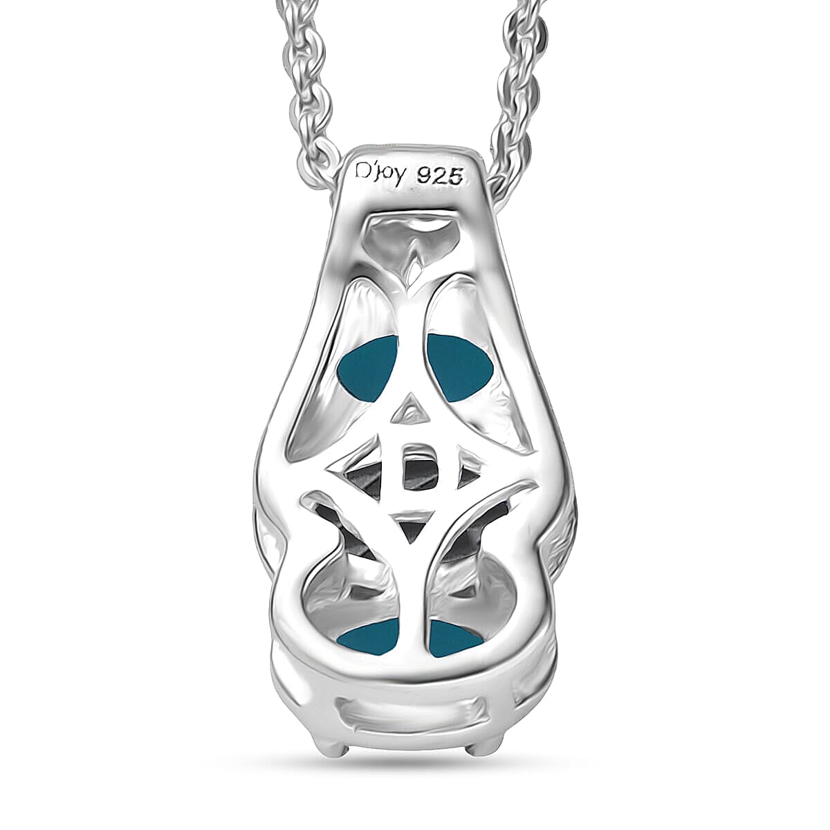 D'Joy White Topaz, Sleeping Beauty Turquoise 2.60 ctw Ring (Size 7.0) and Pendant Necklace 20 Inches in Rhodium Over Sterling Silver image number 6