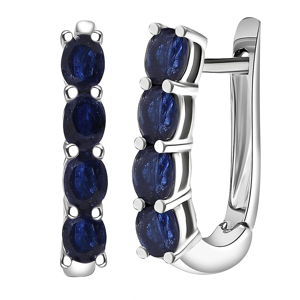 D'Joy Masoala Sapphire (D), White Zircon 3.40 ctw Band Ring (Size 6.0) and Earrings in Rhodium Over Sterling Silver image number 5