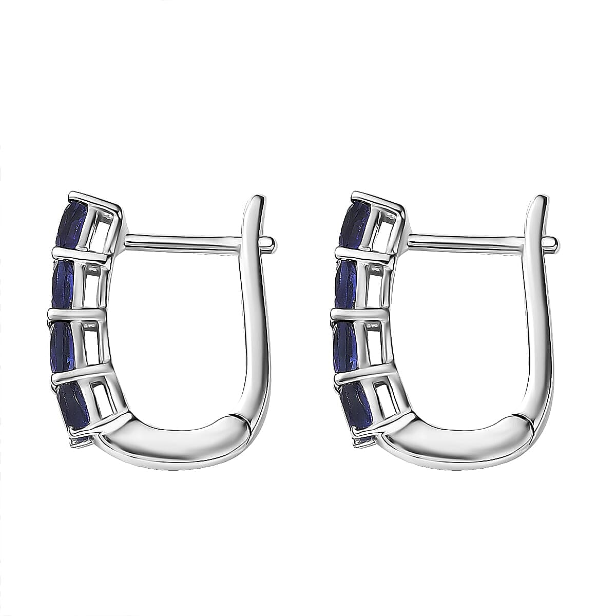 D'Joy Masoala Sapphire (D), White Zircon 3.40 ctw Band Ring (Size 6.0) and Earrings in Rhodium Over Sterling Silver image number 6
