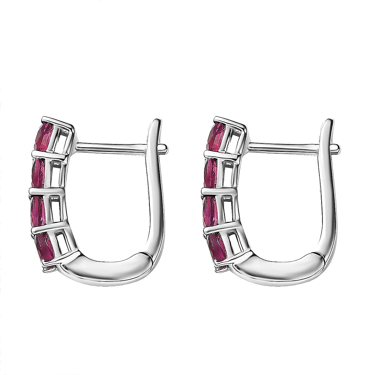 D'Joy Niassa Ruby (FF), White Zircon 3.65 ctw Band Ring (Size 7.0) and Earrings in Rhodium Over Sterling Silver image number 6