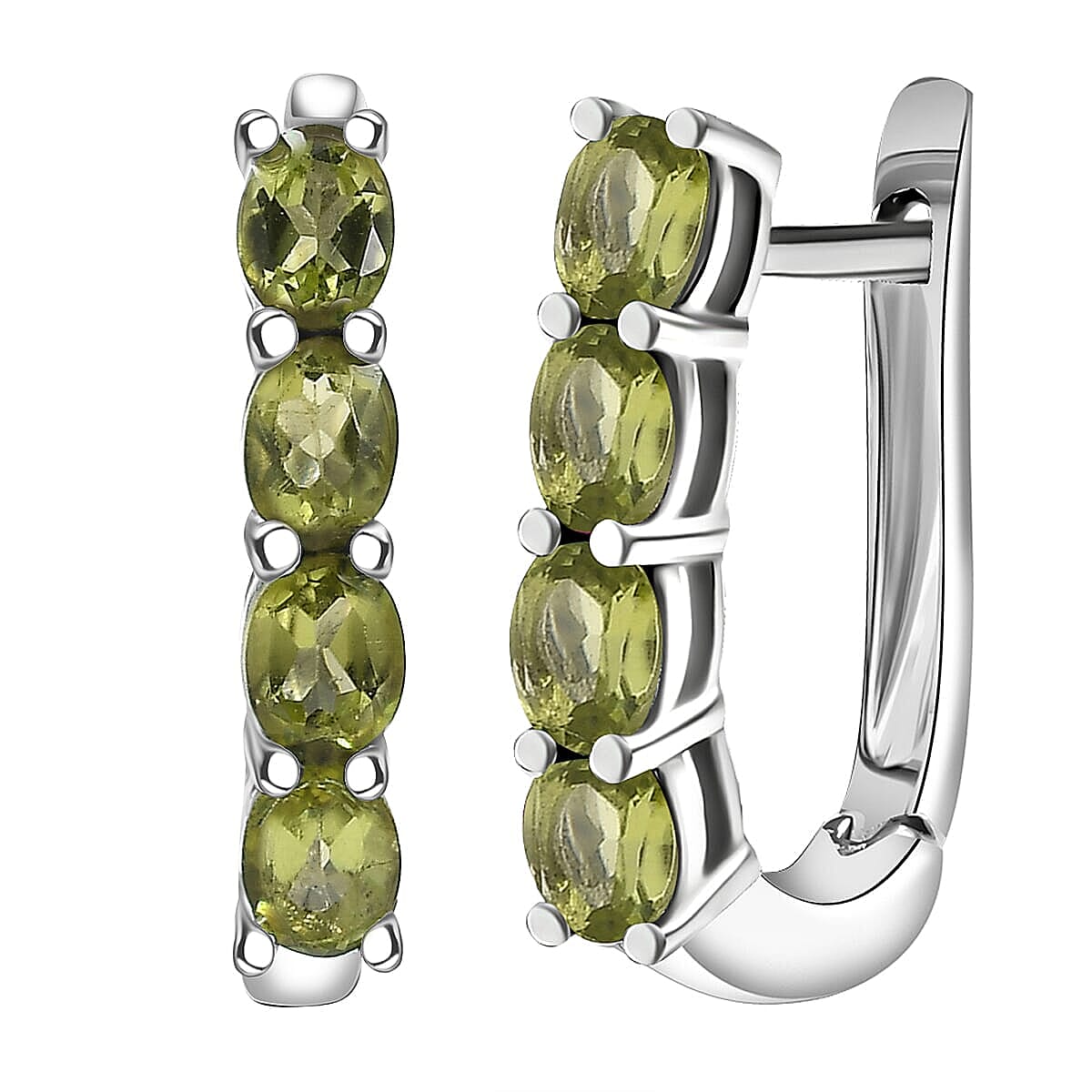 D'Joy Hebei Peridot, White Zircon 2.35 ctw Band Ring (Size 5.0) and Earrings in Rhodium Over Sterling Silver image number 5