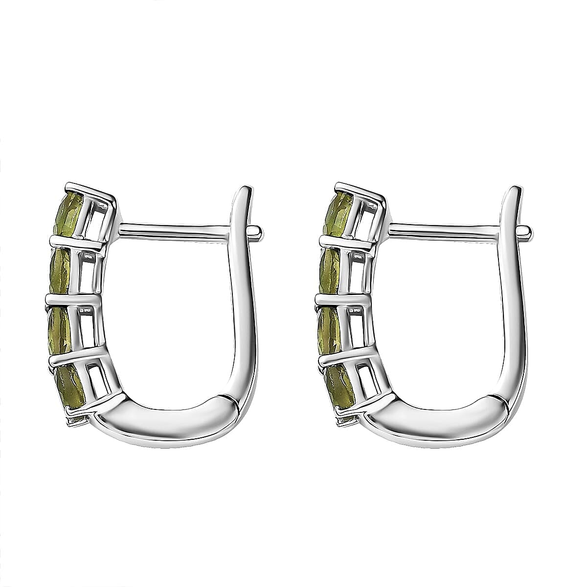 D'Joy Hebei Peridot, White Zircon 2.35 ctw Band Ring (Size 5.0) and Earrings in Rhodium Over Sterling Silver image number 6