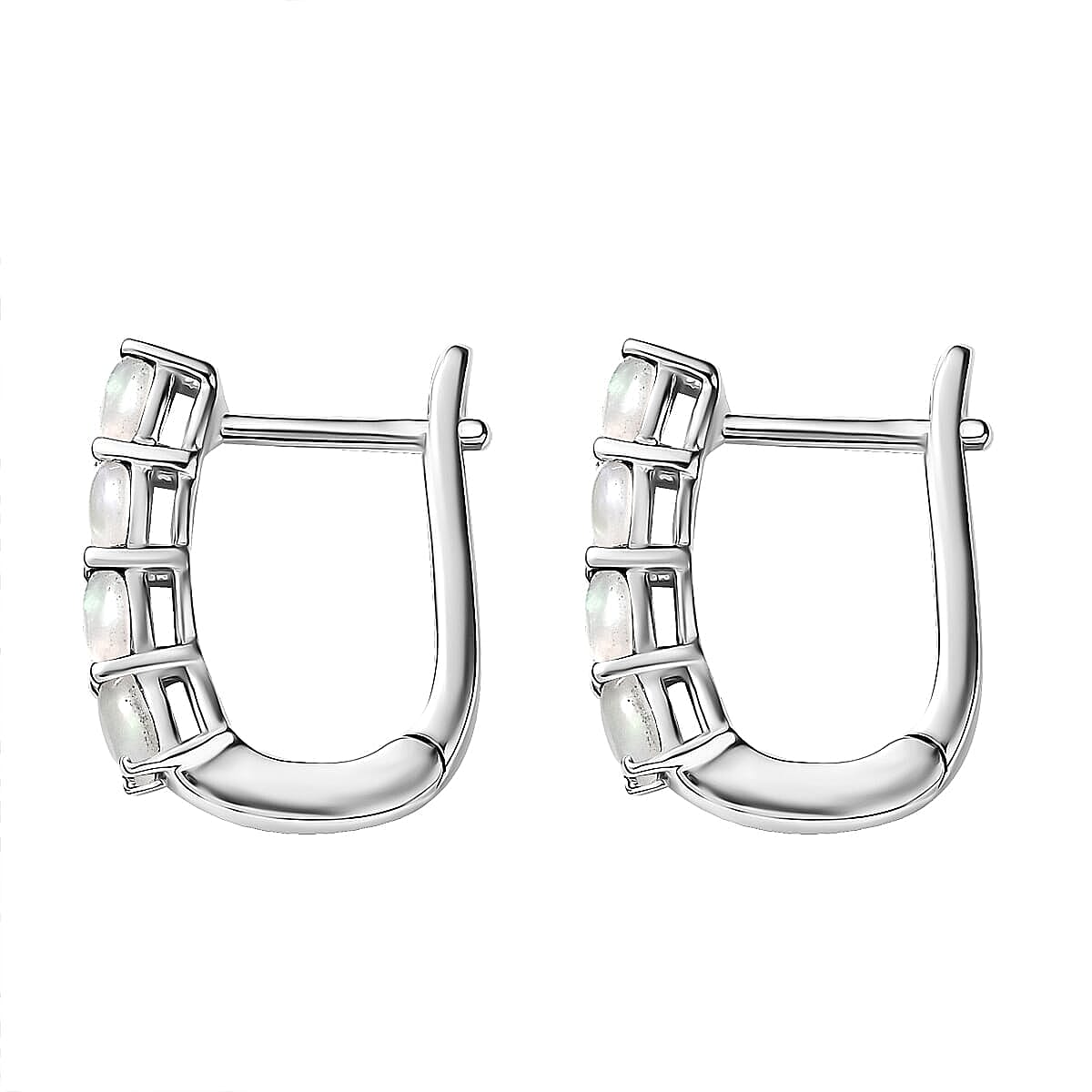 D'Joy Rainbow Moonstone, White Zircon 2.80 ctw Band Ring (Size 6.0) and Earrings in Rhodium Over Sterling Silver image number 6