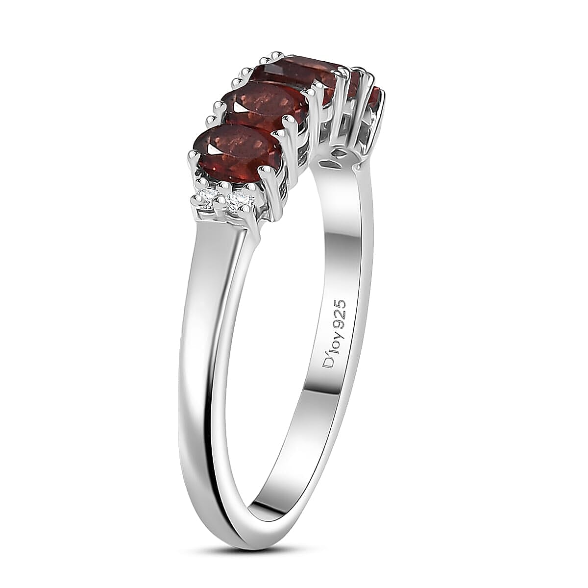 D'Joy Mozambique Garnet, White Zircon 3.00 ctw Band Ring (Size 9.0) and Earrings in Rhodium Over Sterling Silver image number 3