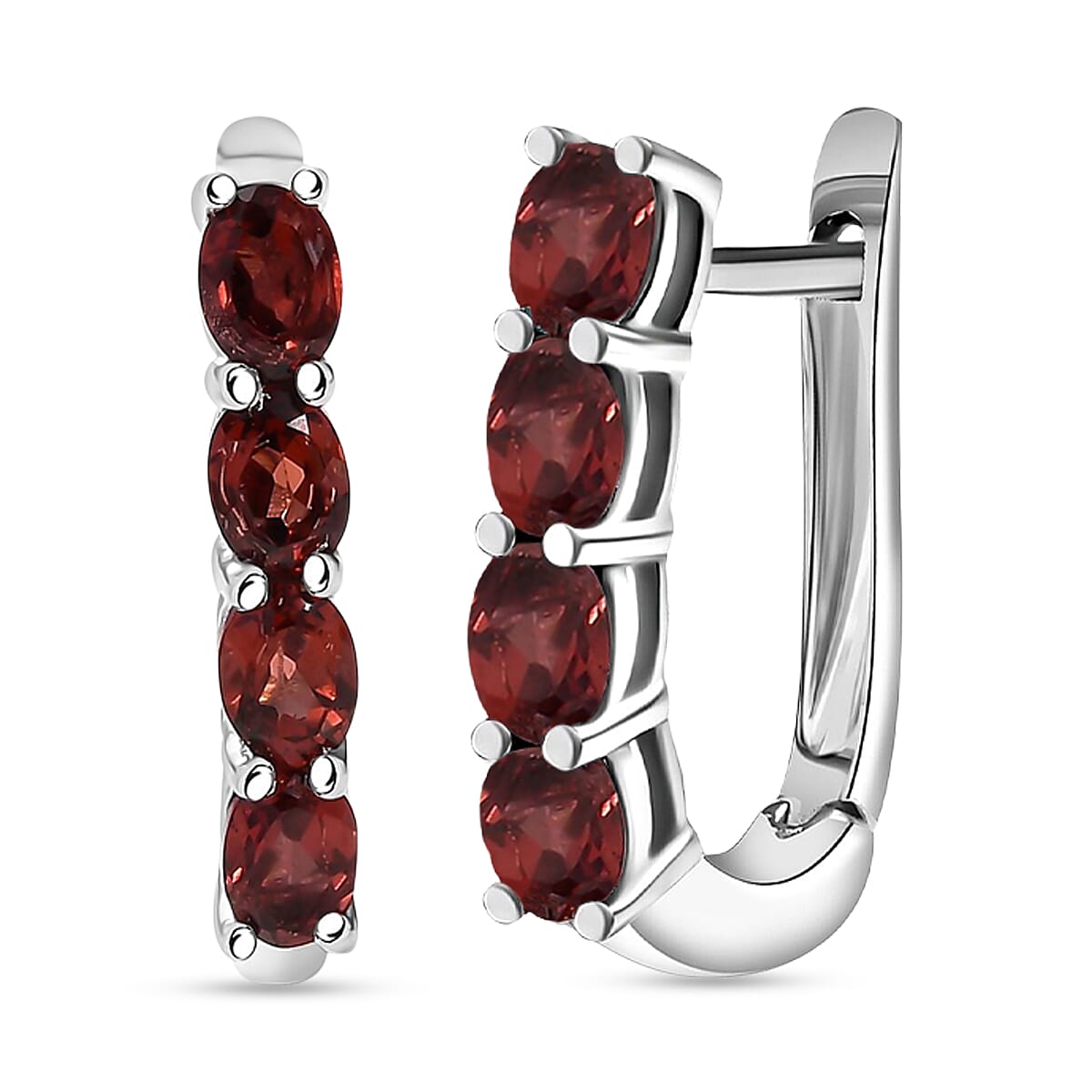 D'Joy Mozambique Garnet, White Zircon 3.00 ctw Band Ring (Size 9.0) and Earrings in Rhodium Over Sterling Silver image number 5