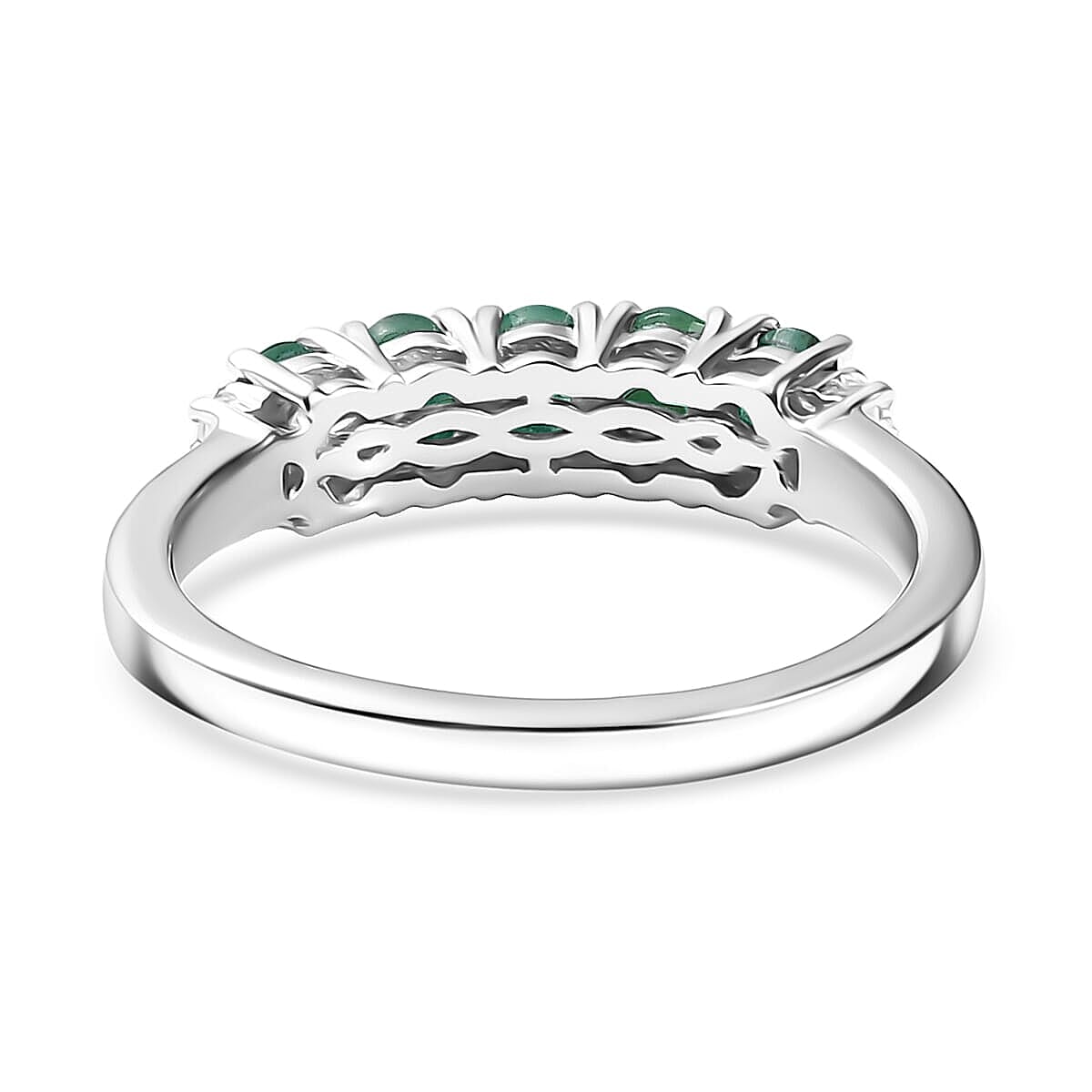 D'Joy Socoto Emerald, White Zircon 2.15 ctw Band Ring (Size 7.0) and Earrings in Rhodium Over Sterling Silver image number 4