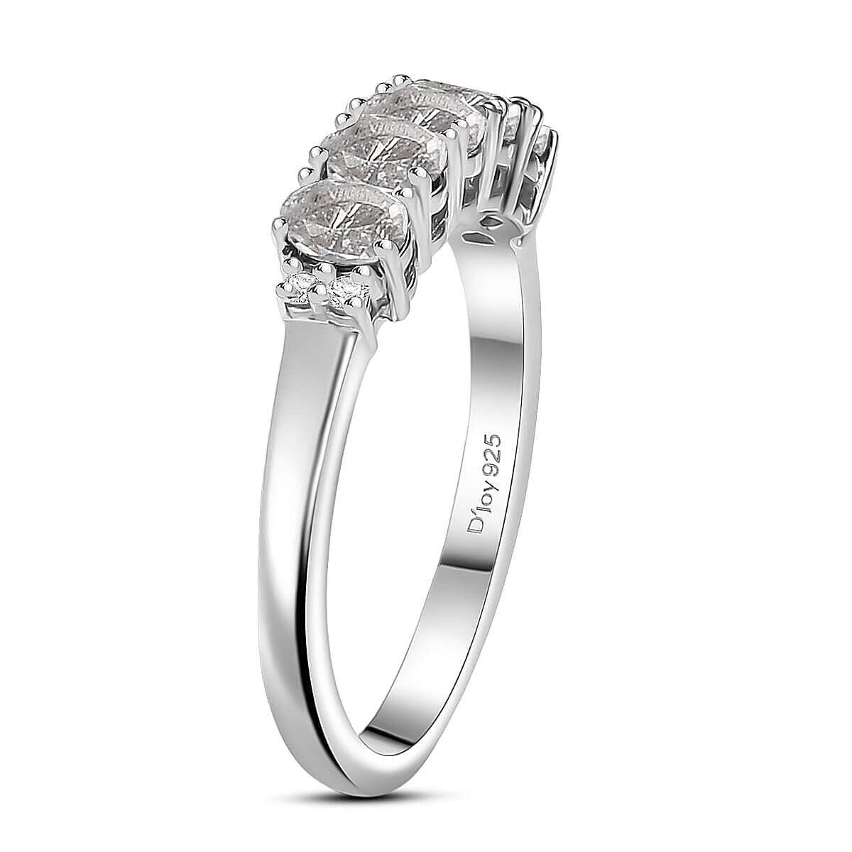 D'Joy White Topaz, White Zircon 2.70 ctw Band Ring (Size 8.0) and Earrings in Rhodium Over Sterling Silver image number 3