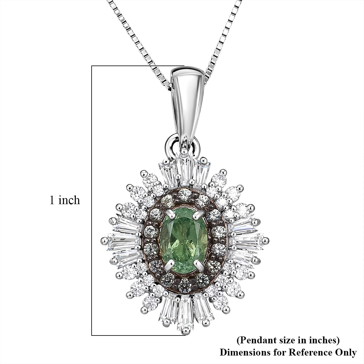 D'Joy Premium Ambanja Demantoid Garnet and Multi Gemstone 1.30 ctw Woodland Spark Halo Pendant Necklace in Rhodium Over Sterling Silver 20 Inches 