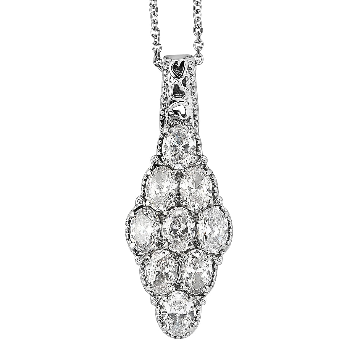 EverTrue Simulated Diamond Pendant Necklace in Stainless Steel 20 Inches