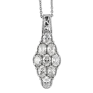 EverTrue Simulated Diamond Pendant Necklace in Stainless Steel 20 Inches 