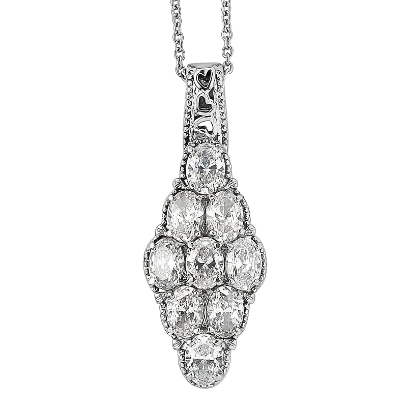 EverTrue Simulated Diamond Pendant Necklace in Stainless Steel 20 Inches