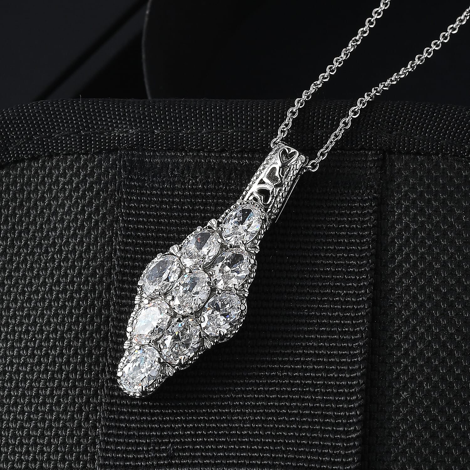 EverTrue Simulated Diamond Pendant Necklace in Stainless Steel 20 Inches