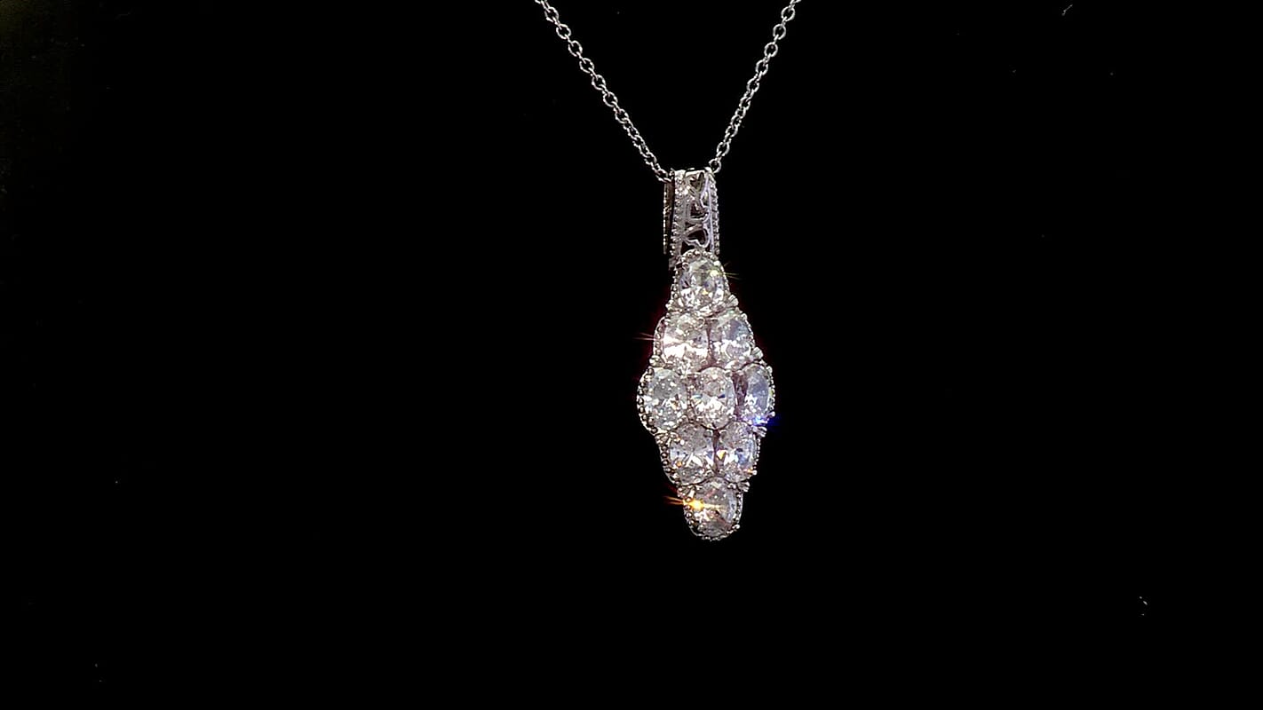 EverTrue Simulated Multi Diamond Pendant Necklace in Stainless Steel 20 Inches