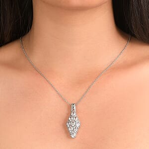 EverTrue Simulated Diamond Pendant Necklace in Stainless Steel 20 Inches 