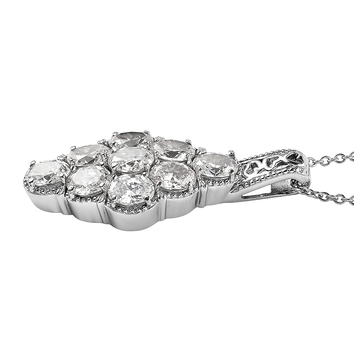 EverTrue Simulated Diamond Pendant Necklace in Stainless Steel 20 Inches