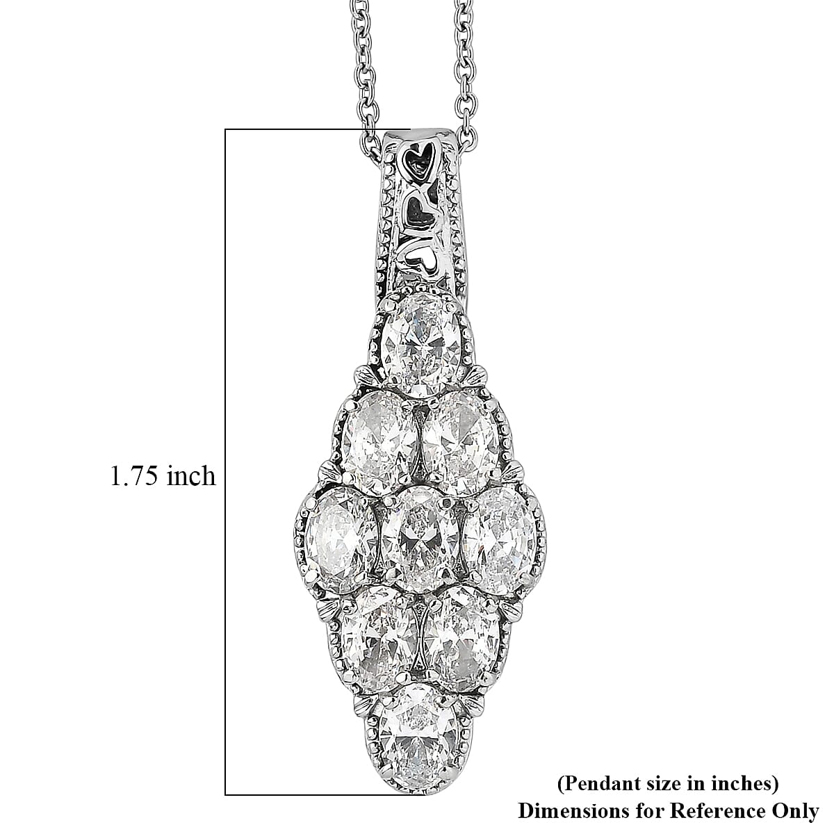 EverTrue Simulated Diamond Pendant Necklace in Stainless Steel 20 Inches  image number 5