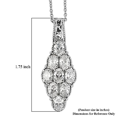 EverTrue Simulated Diamond Pendant Necklace in Stainless Steel 20 Inches