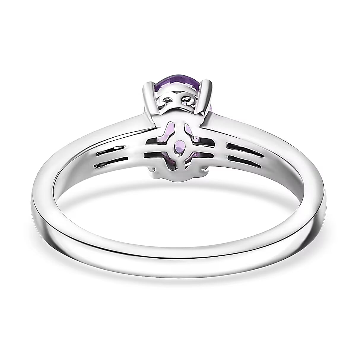 D'Joy African Amethyst, White Zircon Ring (Size 8.0), Pendant Necklace (20 Inches) in Rhodium Over Sterling Silver 1.90 ctw image number 4