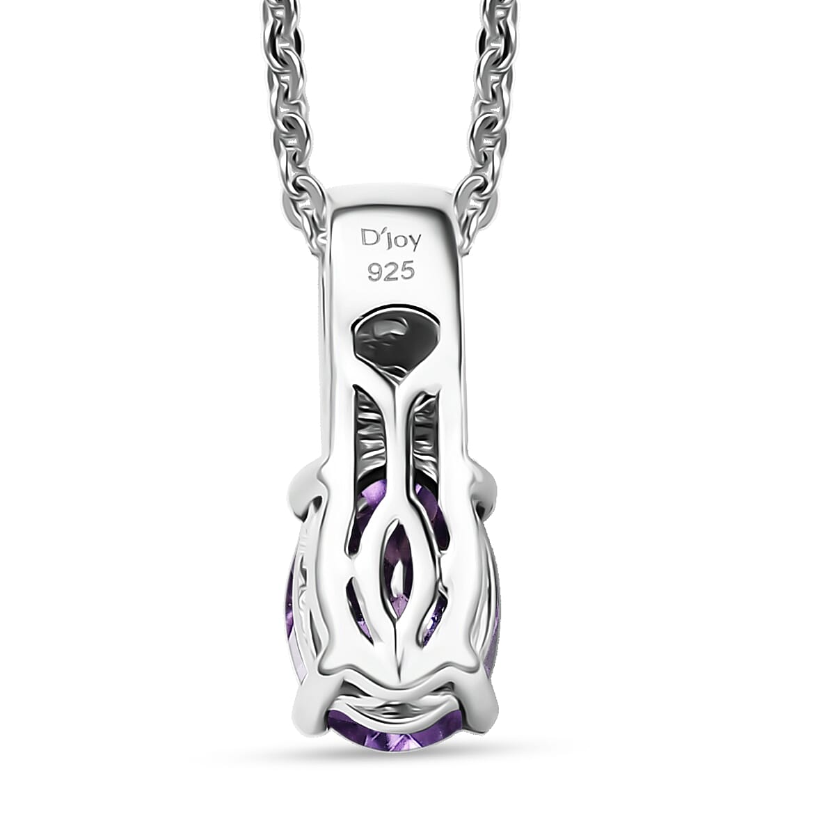 D'Joy African Amethyst, White Zircon Ring (Size 8.0), Pendant Necklace (20 Inches) in Rhodium Over Sterling Silver 1.90 ctw image number 6