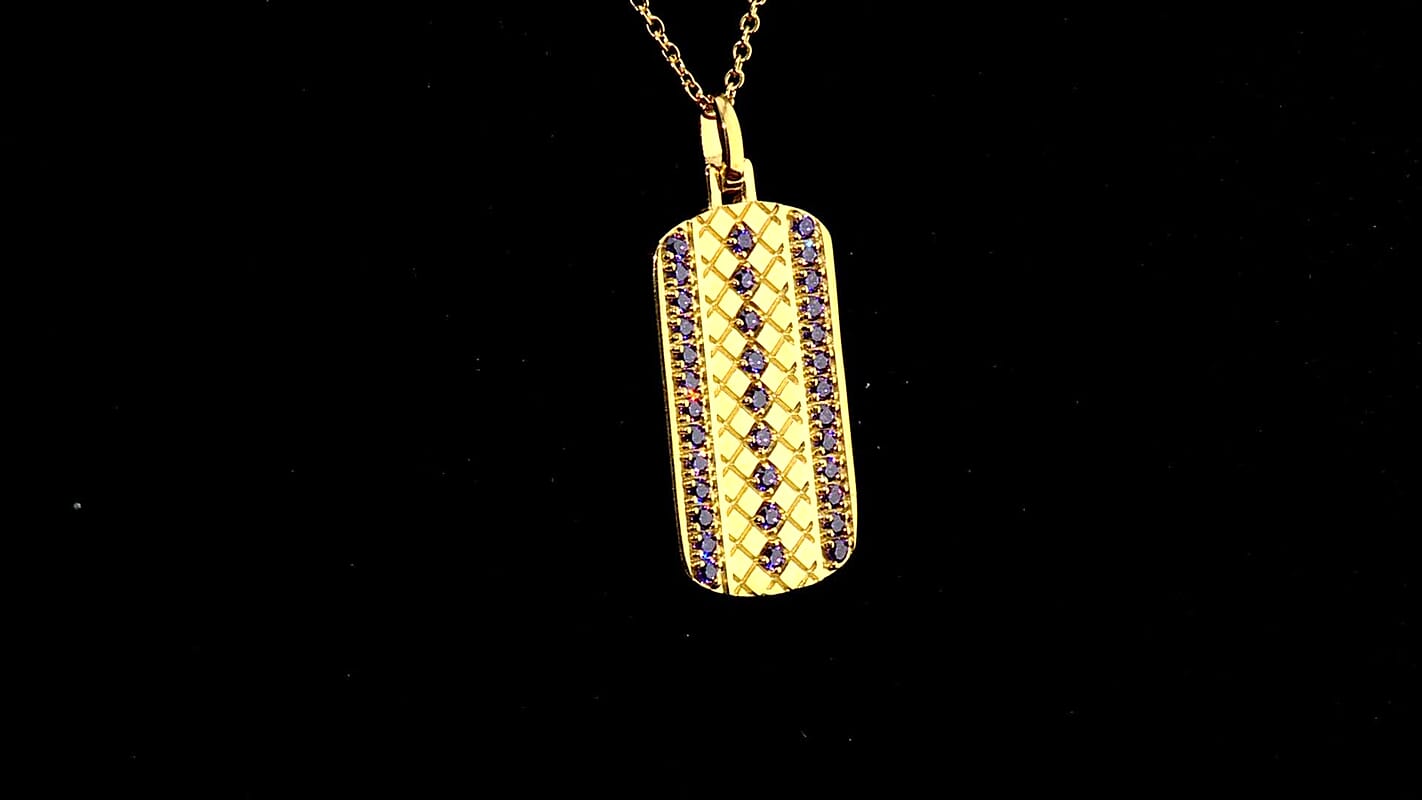 EverTrue Simulated Amethyst Color Diamond Pendant in 18K YG Plated with ION Plated YG Stainless Steel Necklace 24