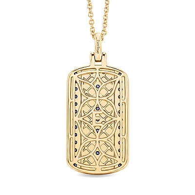 EverTrue Simulated Amethyst Color Diamond Pendant in 18K YG Plated with ION Plated YG Stainless Steel Necklace 24 Inches