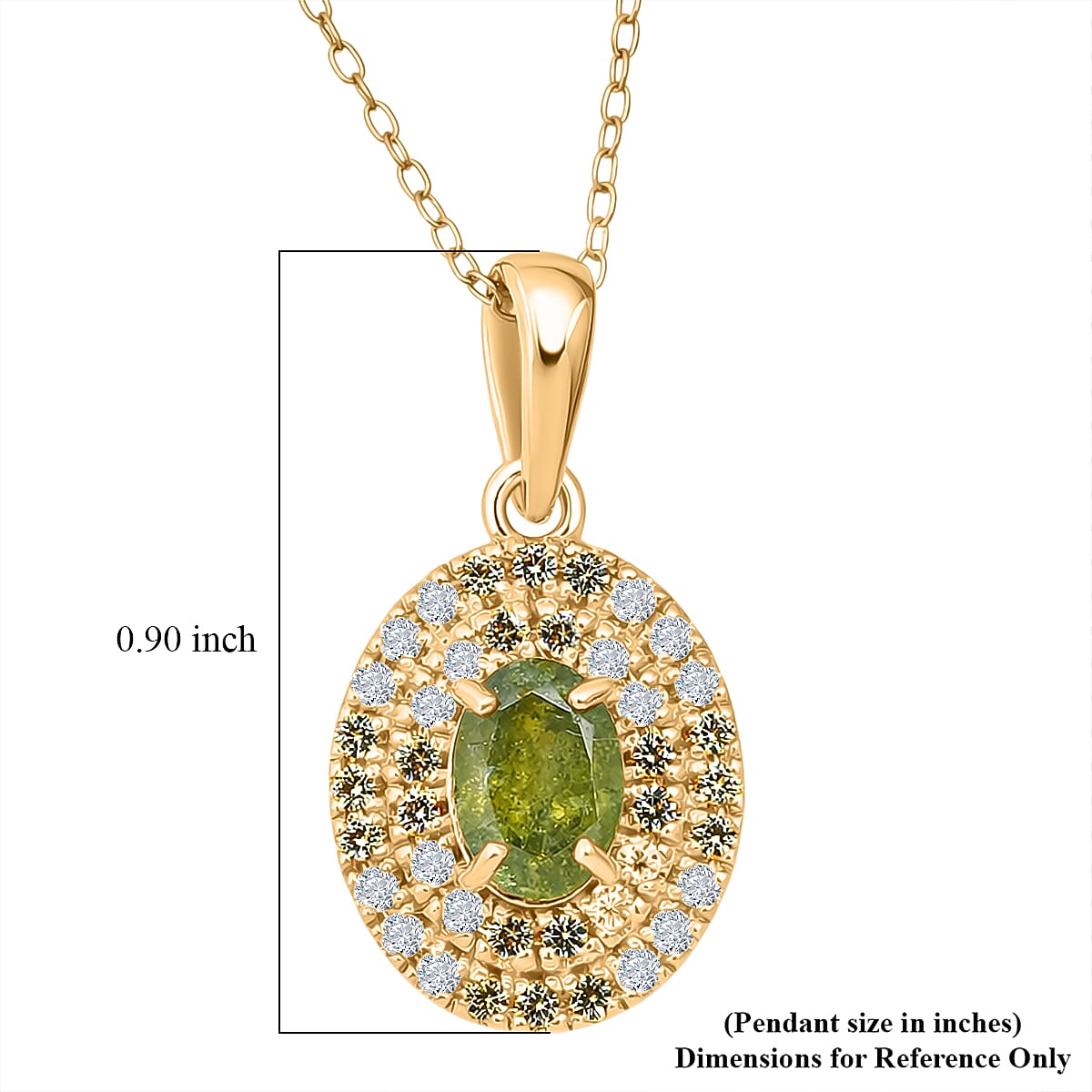 D'Joy Premium Ambanja Demantoid Garnet and Multi Gemstone 1.50 ctw Evergreen Flame Halo Pendant Necklace in 18K Vermeil Yellow Gold Over Sterling Silver 20 Inches  image number 6