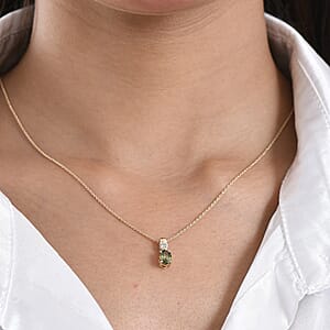 Luxoro AAA Ambanja Demantoid Garnet and Diamond I2 1.10 ctw Pendant Necklace in 10K Yellow Gold 20 Inches