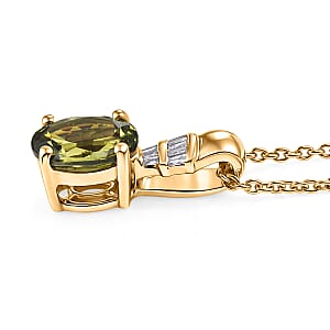 Luxoro AAA Ambanja Demantoid Garnet and Diamond I2 1.10 ctw Pendant Necklace in 10K Yellow Gold 20 Inches