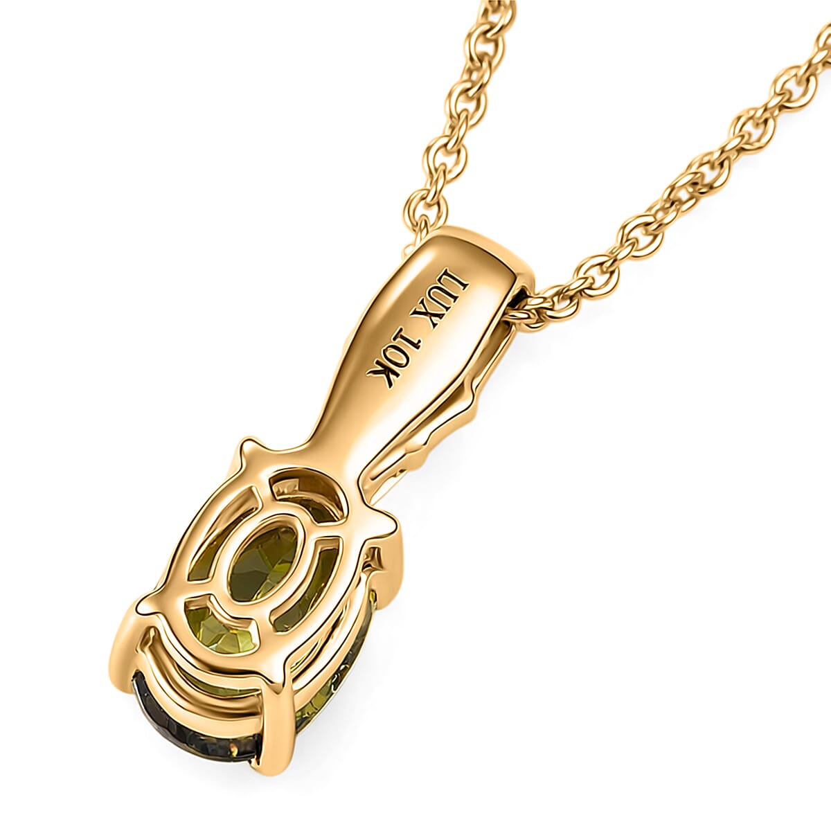 Luxoro AAA Ambanja Demantoid Garnet and Diamond I2 1.10 ctw Pendant Necklace in 10K Yellow Gold 20 Inches image number 4