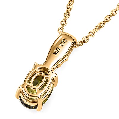 Luxoro AAA Ambanja Demantoid Garnet and Diamond I2 1.10 ctw Pendant Necklace in 10K Yellow Gold 20 Inches