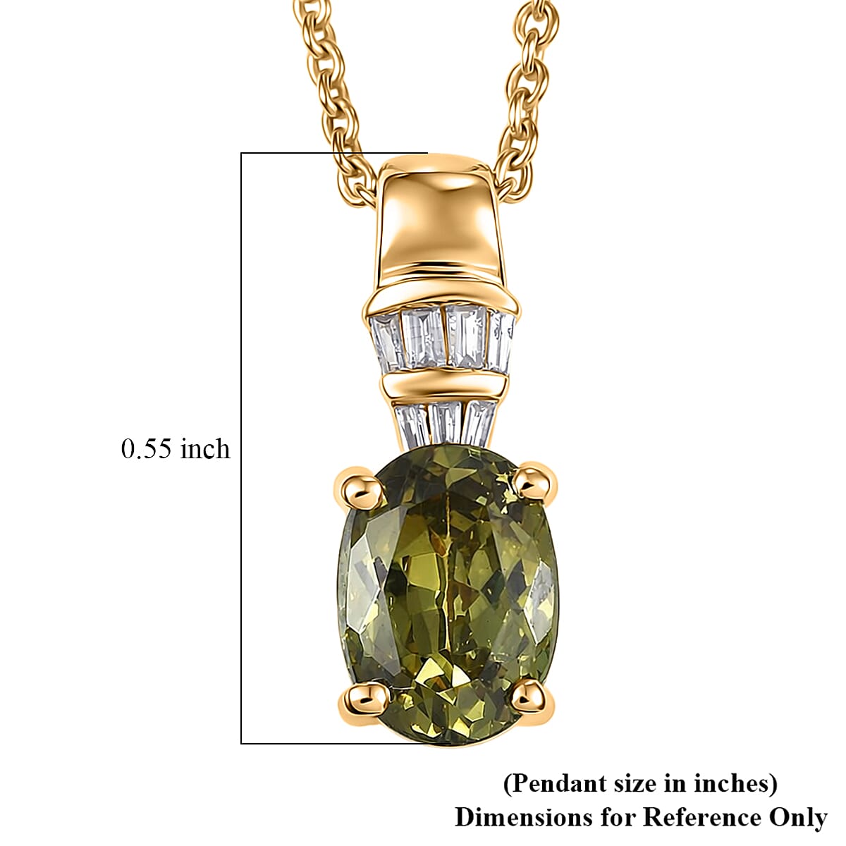 Luxoro AAA Ambanja Demantoid Garnet and Diamond I2 1.10 ctw Pendant Necklace in 10K Yellow Gold 20 Inches image number 5