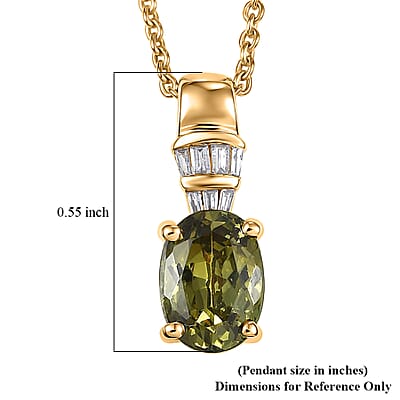 Luxoro AAA Ambanja Demantoid Garnet and Diamond I2 1.10 ctw Pendant Necklace in 10K Yellow Gold 20 Inches