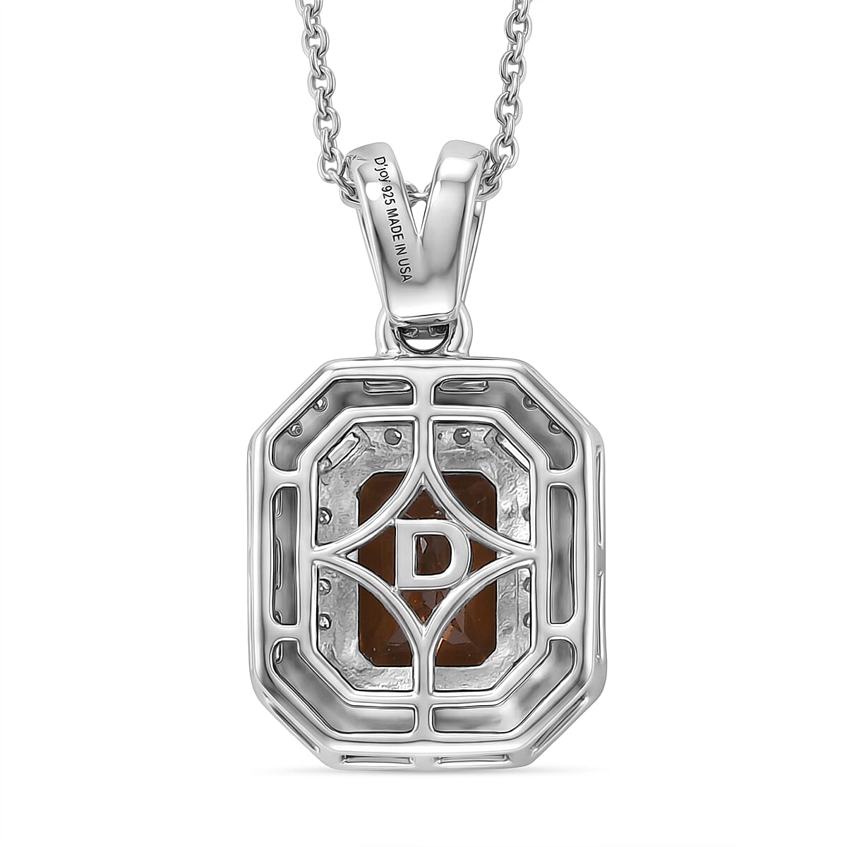 D'Joy Premium Golden Turkizite and Moissanite 2.20 ctw Octagonal Window Pendant Necklace in Rhodium Over Sterling Silver 20 Inches  image number 4