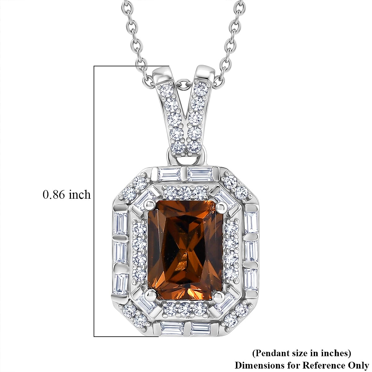 D'Joy Premium Golden Turkizite and Moissanite 2.20 ctw Octagonal Window Pendant Necklace in Rhodium Over Sterling Silver 20 Inches  image number 5