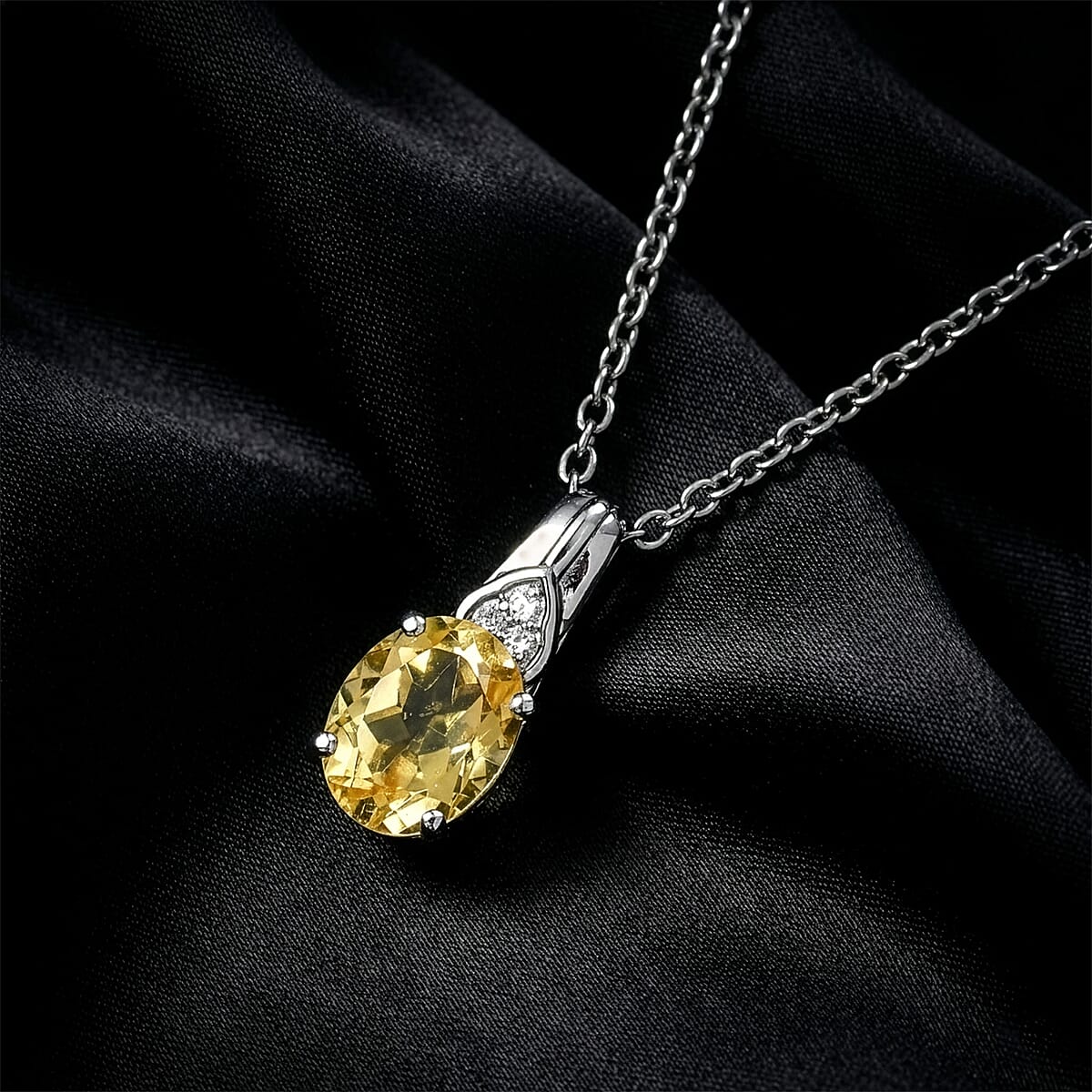 D'Joy Brazilian Citrine and White Zircon 1.80 ctw Pendant Necklace in Platinum Over Sterling Silver (20 Inches) image number 1