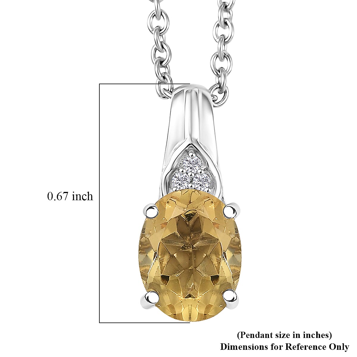 D'Joy Brazilian Citrine and White Zircon 1.80 ctw Pendant Necklace in Platinum Over Sterling Silver (20 Inches)
