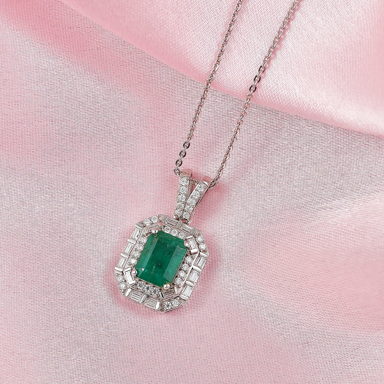 D'Joy Premium Golden Turkizite and Moissanite 2.20 ctw Pendant Necklace in Rhodium Over Sterling Silver 20 Inches